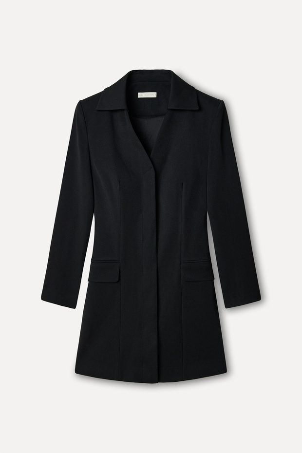 Women's Black Fitted Mini Jacket Dress