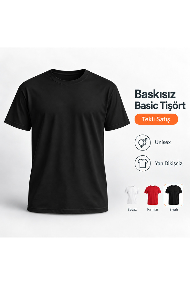 Baskısız Basic Unisex Tişört