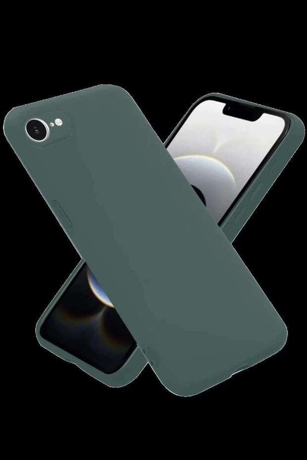جراب iPhone 16E مصنوع من السيليكون المخملي الداخلي - أخضر داكن