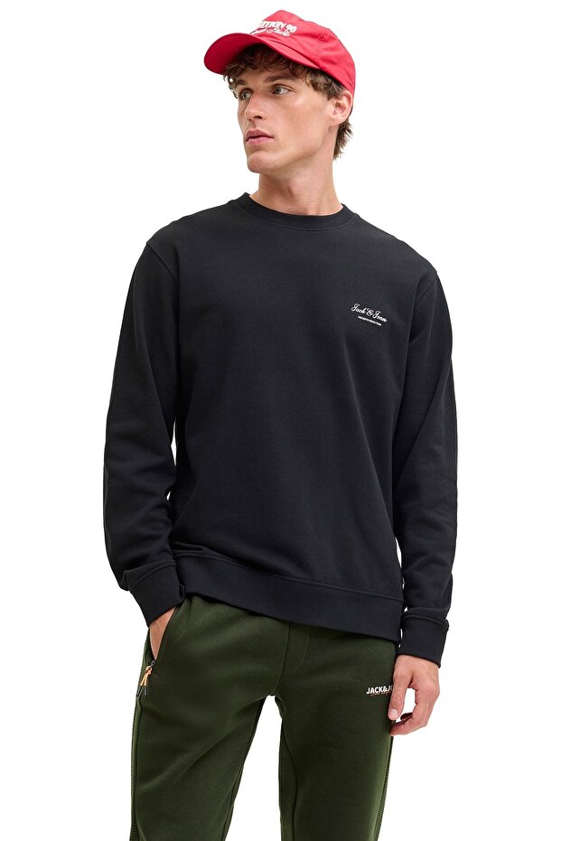 Black JJEARCHIVE Logo Print Round Neck Sweatshirt