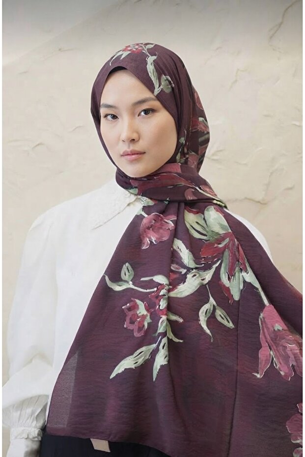 Orchid Pattern Premium Tensel Shawl