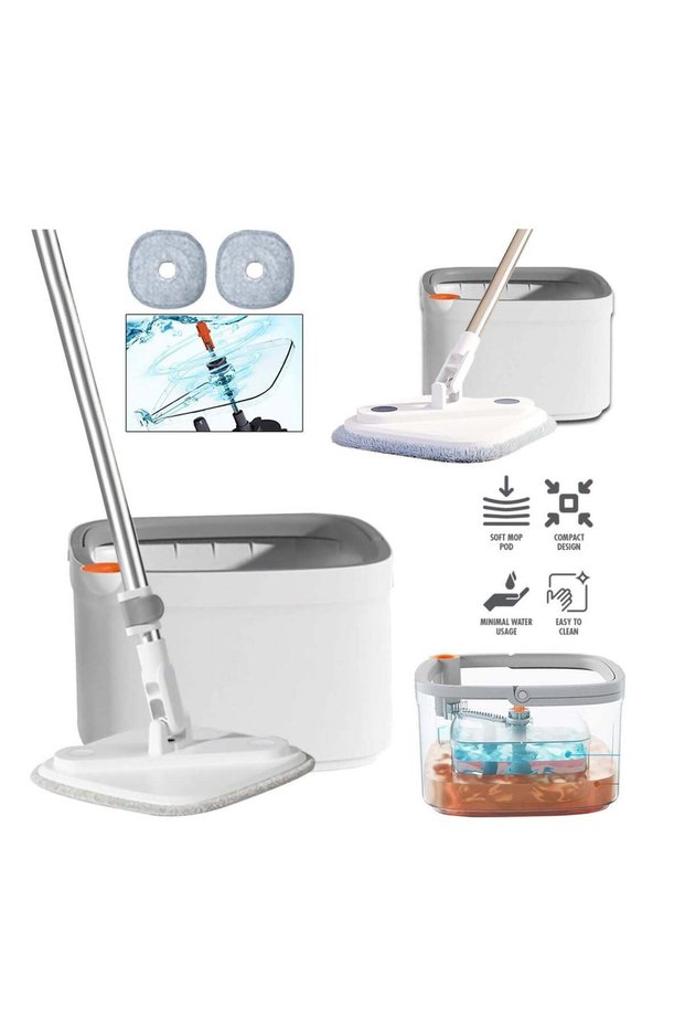 Premium Spin Mop and Bucket Set,High-Speed Turbine Dirt Separation,Square Universal Mop Head,Ultra-Fine Fiber Cloth