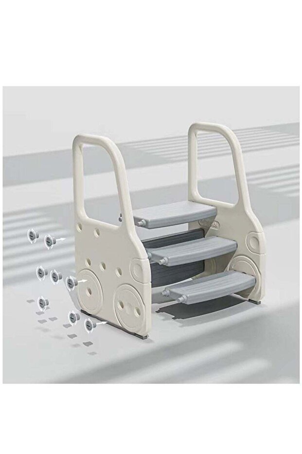 Foldable 3-Step Toddler Stool with Handles,Adjustable Kids Step Stool for Bathroom Sink and Kitchen Counter,Non-Slip Potty Training Ladder