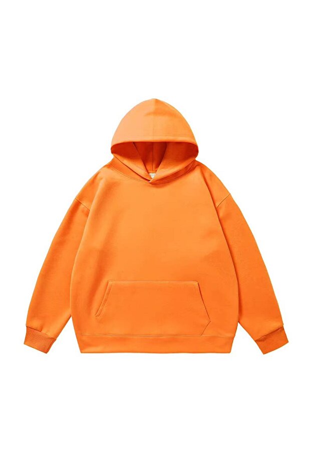 Unisex Oversize 3 Thread Raster Hooded Sweatshirt with Kangaroo Pocket