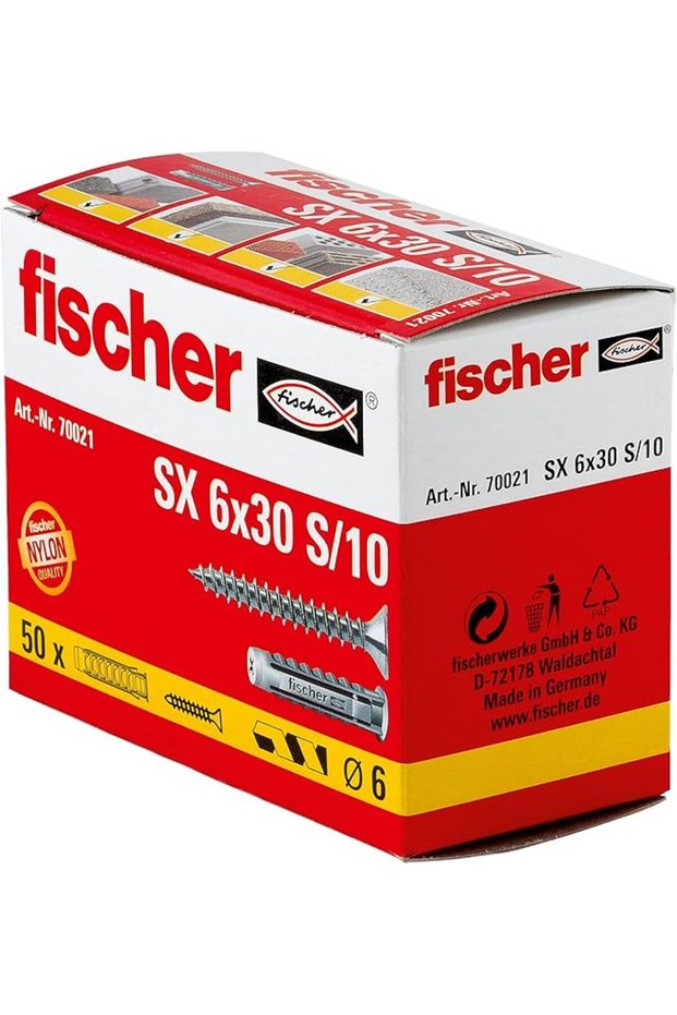 قابس وبرغي SX S/10، مقاس 6 مم × 30 مم