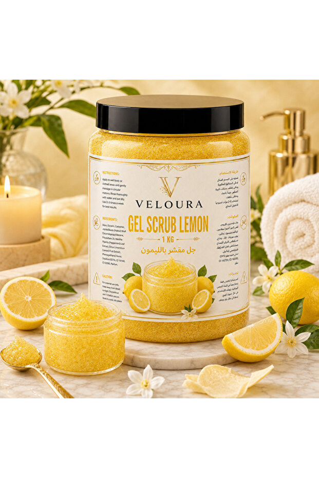 LEMON GEL SCRUB 1KG – FRESH & CITRUS EXFOLIATING BODY SCRUB FOR HANDS, FEET & BODY