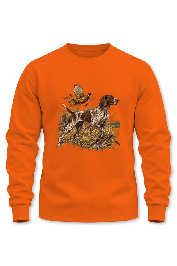 Pointer Nature Themed Crew Neck Long Sleeve 3 Thread Threaded Hunter Sweatshirt