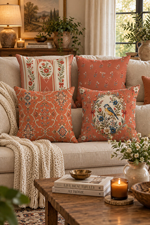 Double-Sided Printed 4-Piece Throw Pillow Cover Set 6Esld1