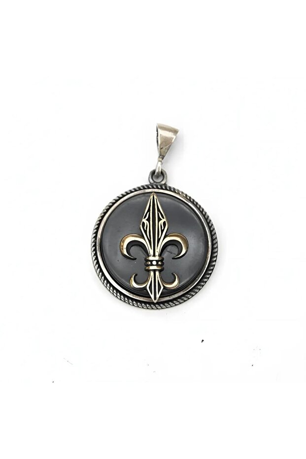 Opsidian Stone Model Silver Men's Necklace