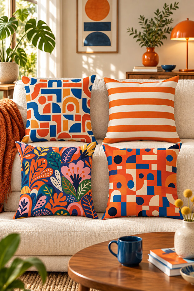 Double-Sided Printed 4-Piece Throw Pillow Cover 6Eld10