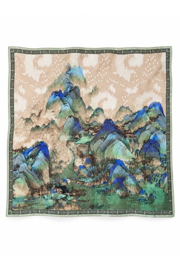 Satensi Square Shawl Women's Green - Beige