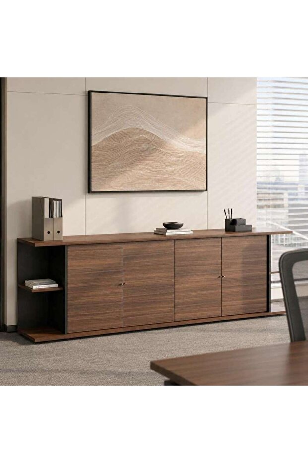 SCHRUTE OFFICE CABINET MEDIUM - DARK BROWN & DARK GREY