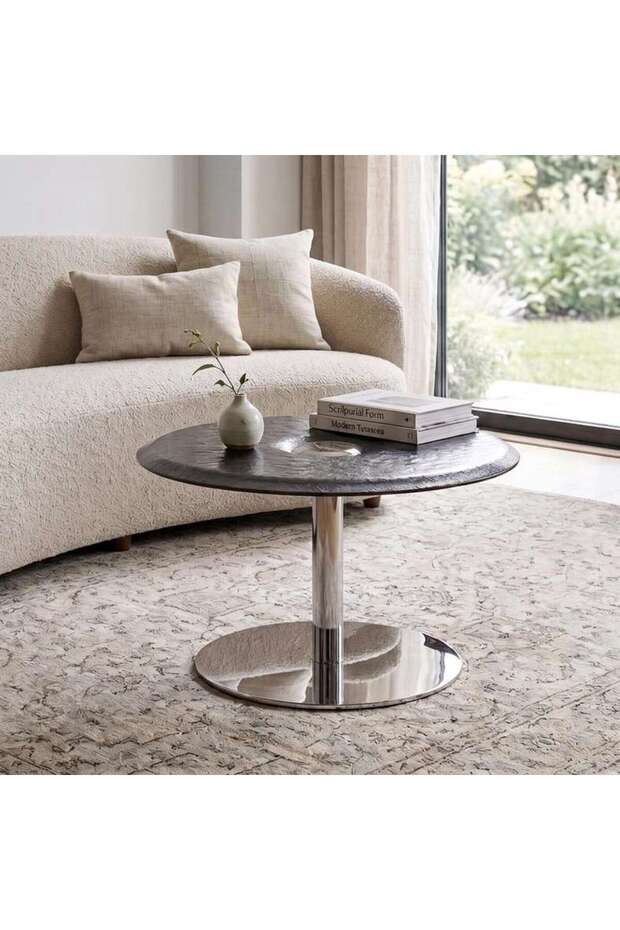 CERINA COFFEE TABLE GLASS - BLACK & SILVER