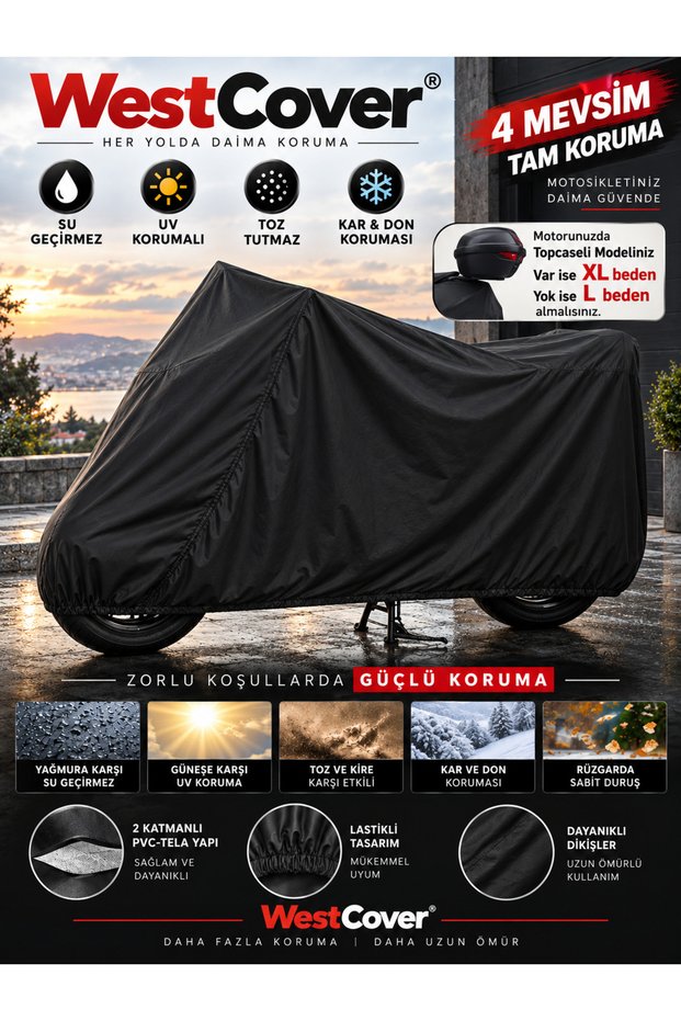 Arora Max Pro 150 Compatible Black Motorcycle Cover, Waterproof Snow Frost Sun Protection Uv Motor Cover with Connection Clip and Carrying Bag.