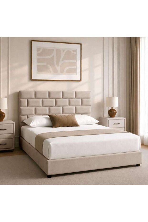AETHER QUEEN BED 160X200 CM - BEIGE