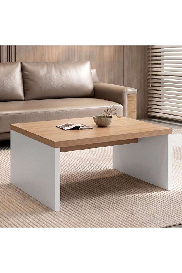 PARAMUS OFFICE COFFEE TABLE - NATURAL & WHITE