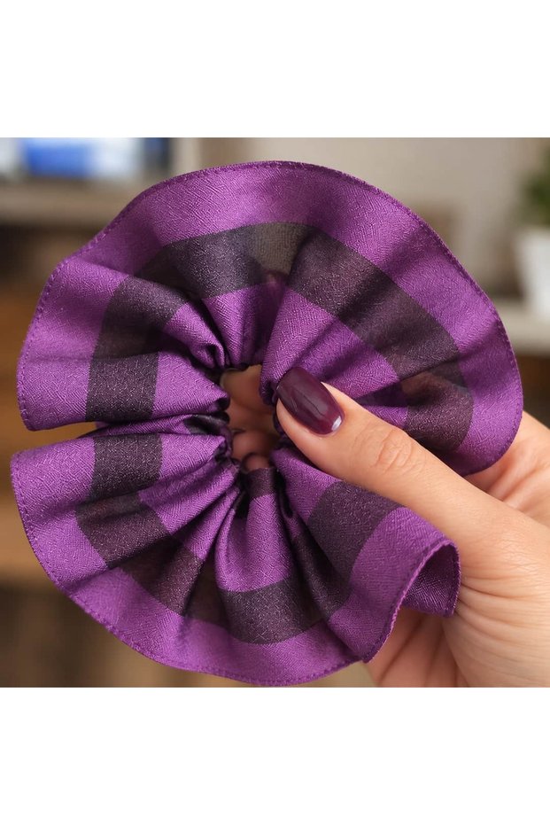 Ribbon Detailed Taffeta and Tulle Large Scrunchie Hair Tie – 14 cm