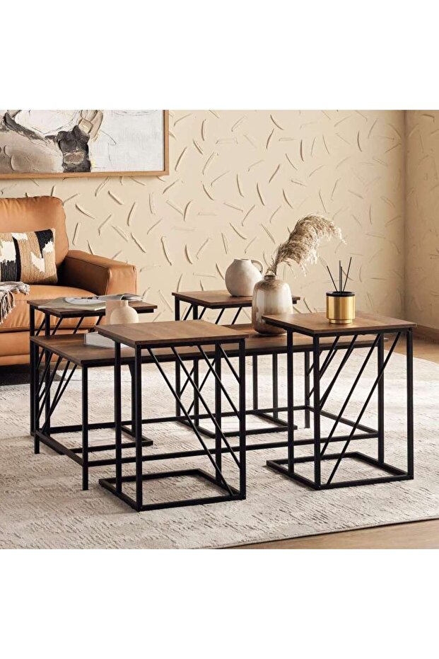 NOUR 1+4 COFFEE TABLE SET - BROWN