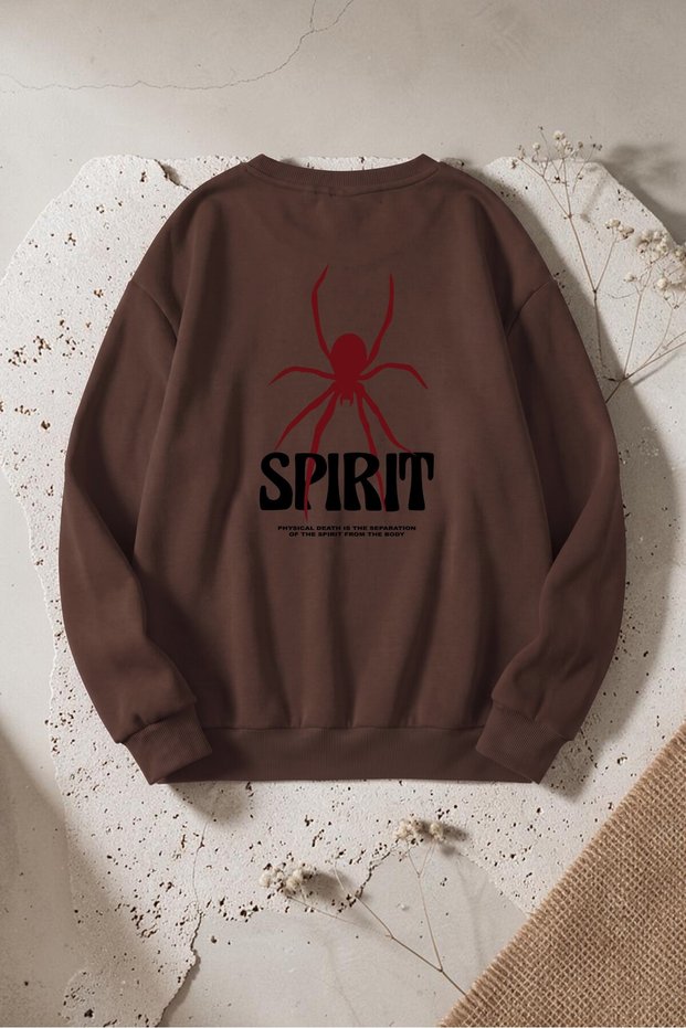 Unisex Spirit Printed Crew Neck Sweatshirt