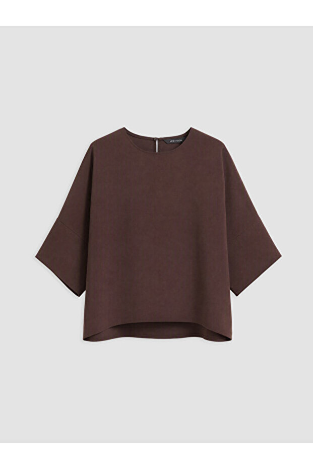 Crew Neck Wide Sleeve Oversize Blouse