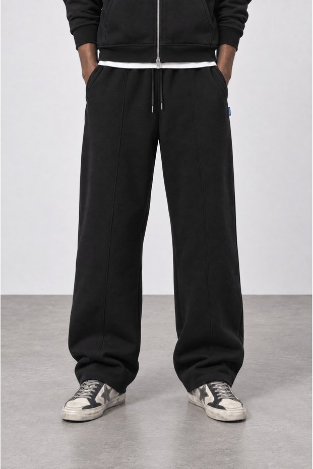 Erkek Basic Panda Baggy Eşofman Altı Siyah