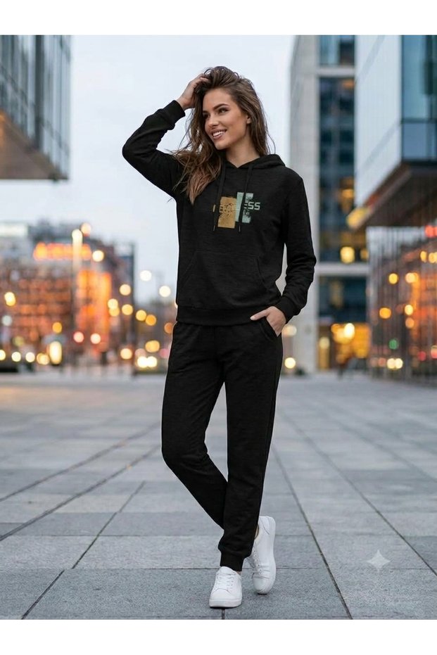 Hooded Sweatshirt 2-Piece Combination Winter Patterned Obores Printed Women's / Men's Unisex Model