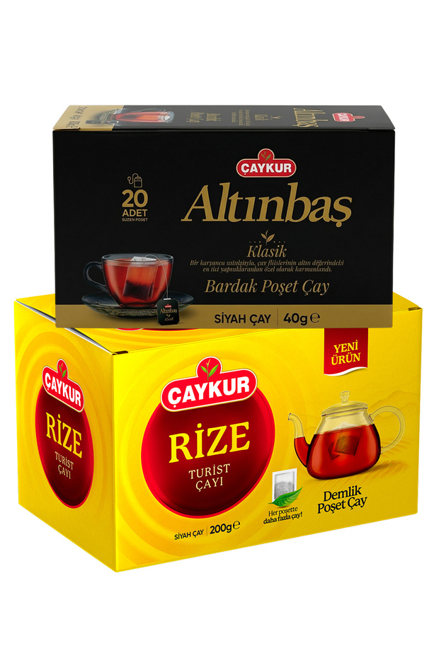 Altınbaş 20-Pack Cups and Rize 40-Pack Teapot Tea Bag Package