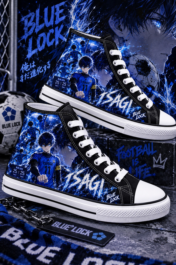 Unisex Anime Printed Black High-Top Linen Sports Shoes Sneaker