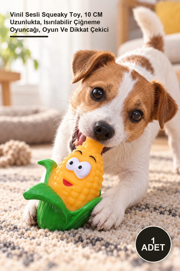 1 Piece of Adorable Corn Dog Toy – Vinyl Squeaky Toy with Sound, 10 cm Long, Biteable Chew Toy, Playful and Attention-Grabbing