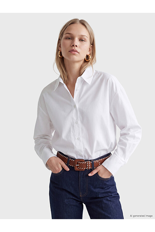 Alita City Lcw Vision White 100% Cotton Women's Shirt with a Difference
