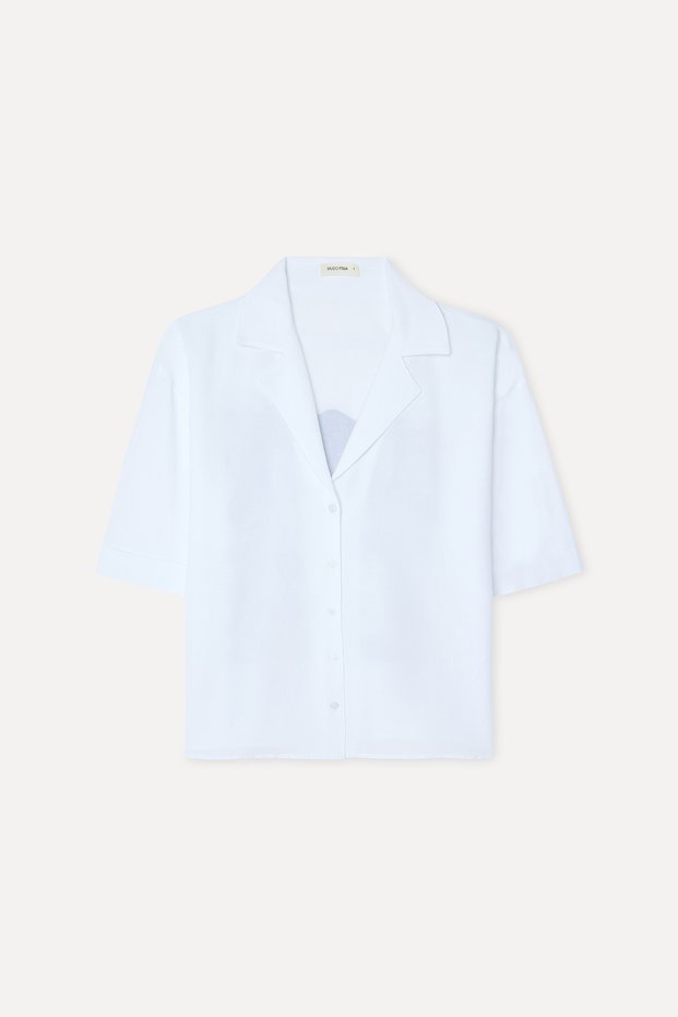 Women's White Printed Oversize Short Sleeve Shirt