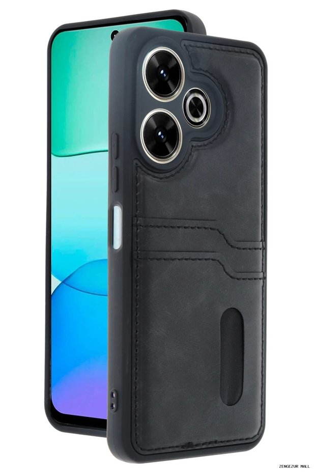 Zngzrmll Newface Redmi 13 4g Case Sara Leather Case with Business Card Holder (221227) - Black