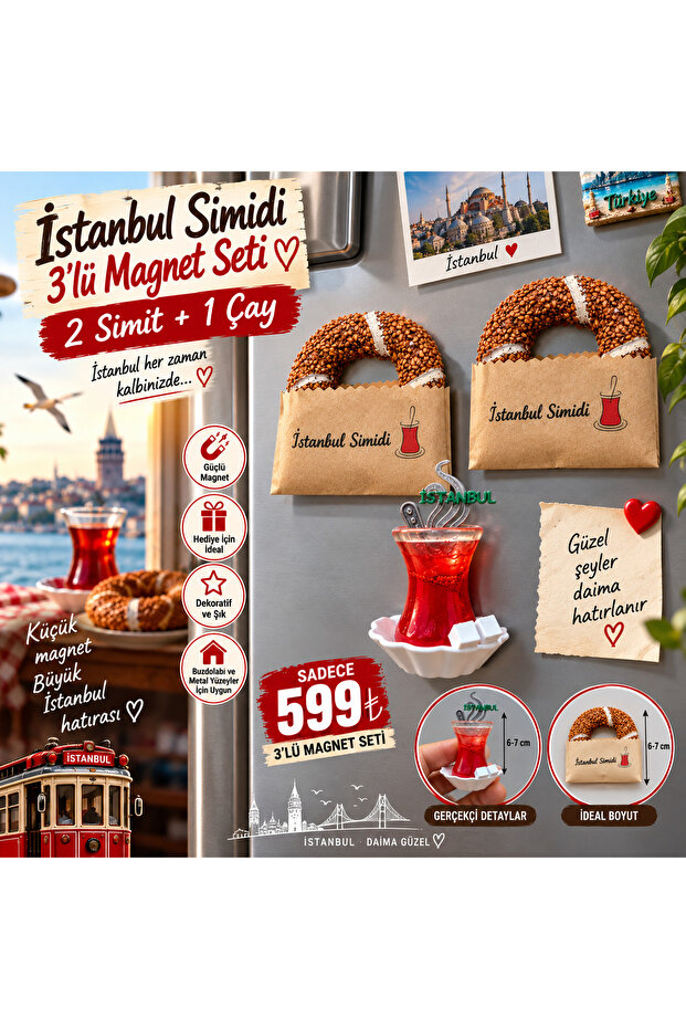 Simit & çay magnet seti