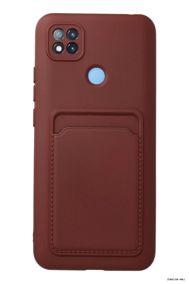 Zngzrmll Newface Redmi 9C Case Kelvin Silicone with Business Card Holder (222320) - Claret Red