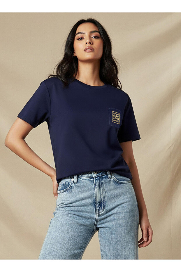 Regular Fit T-shirt with Metal Applique Detail