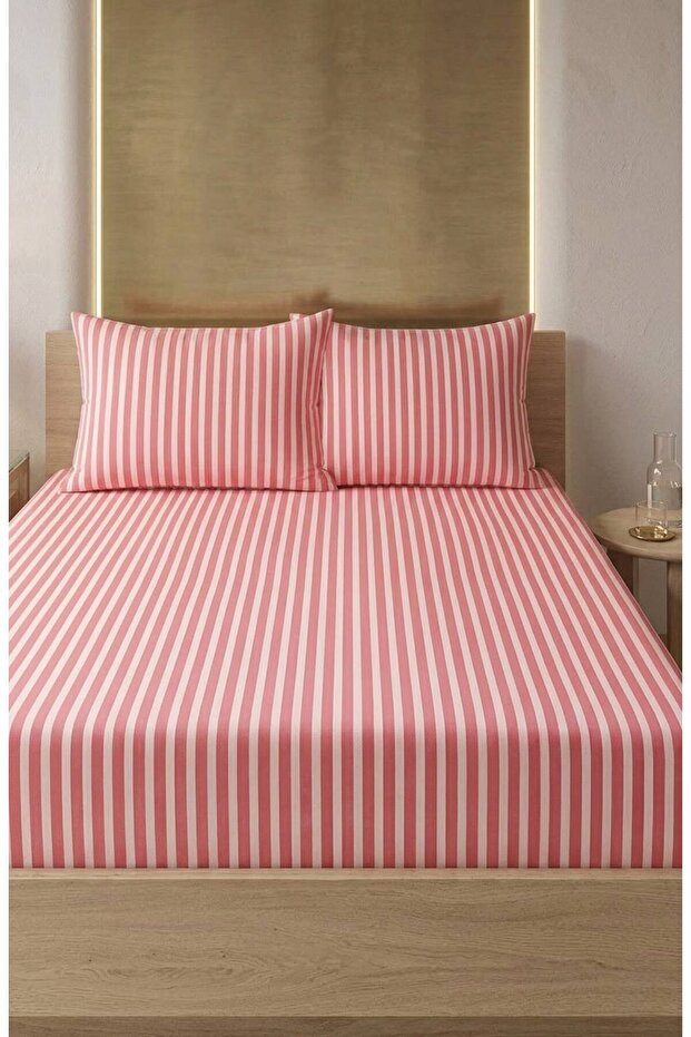 Striped Patterned Elastic Sheet Set - Single/Double/King Size
