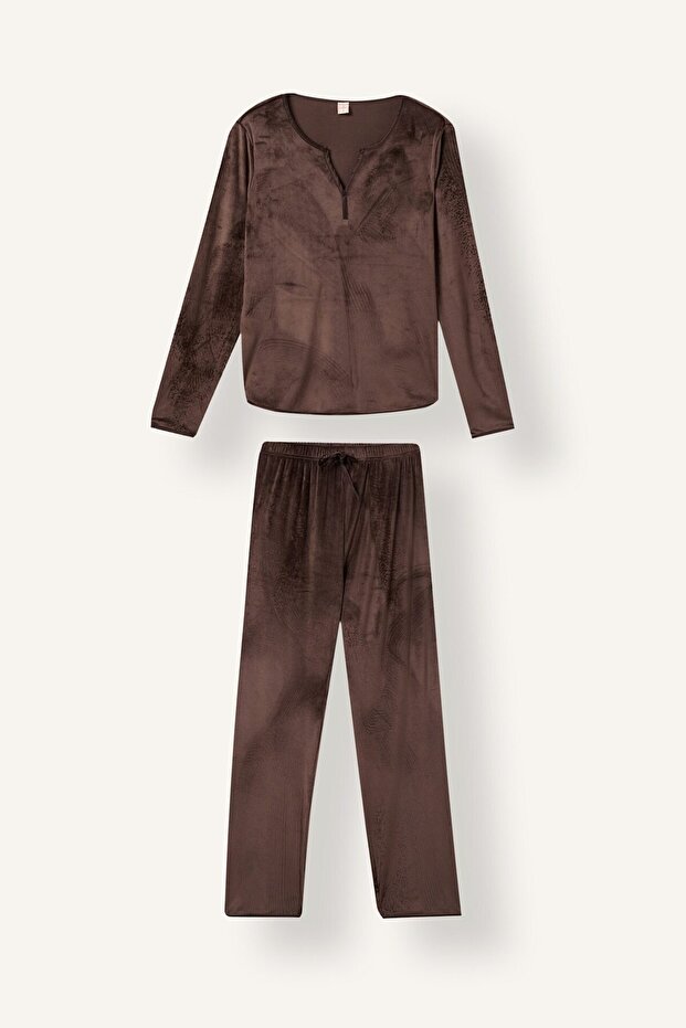Regular Fit Long Sleeve 2-Piece Velour Set A3356Ax26Au