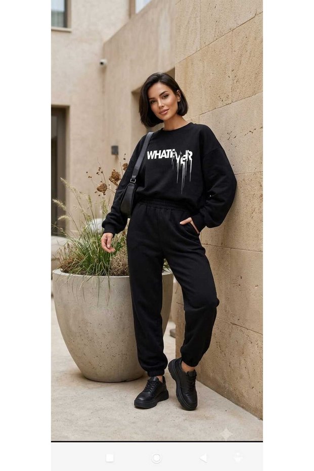 Zero-Collar Sweatshirt 2-Piece Combination Winter Shardonded Whatever Printed Women's / Men's Unisex Model