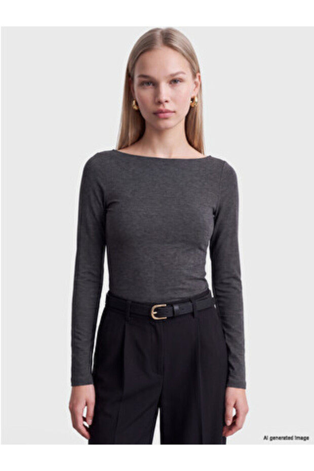 Anthracite Boat Neck Women's Bodysuit