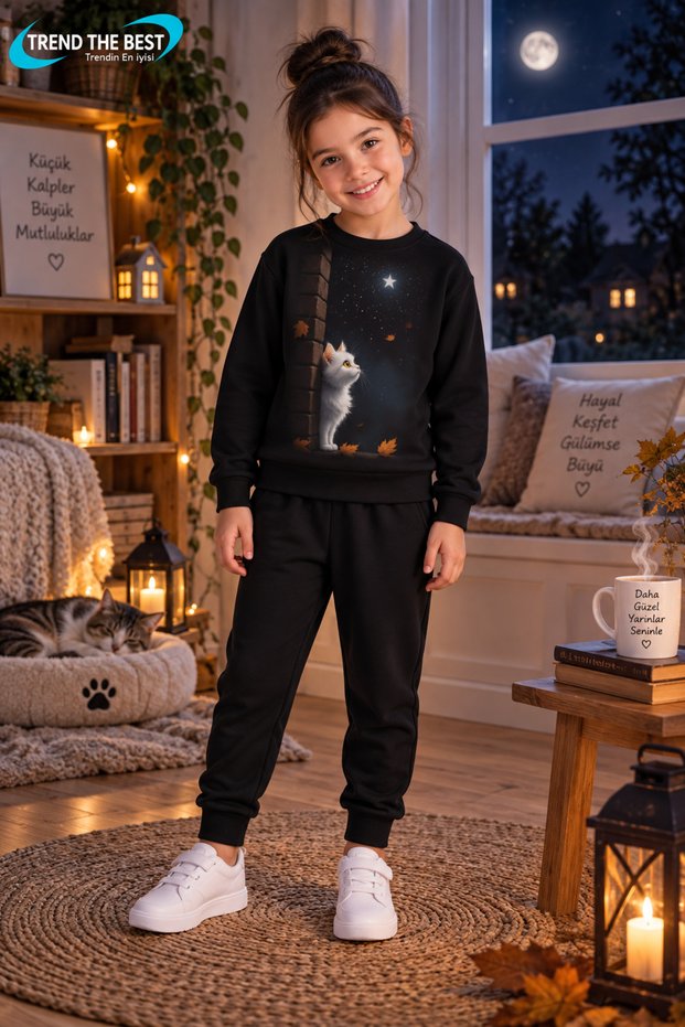Winter Unisex Black Tracksuit, Black Sweat Top and Bottom Set