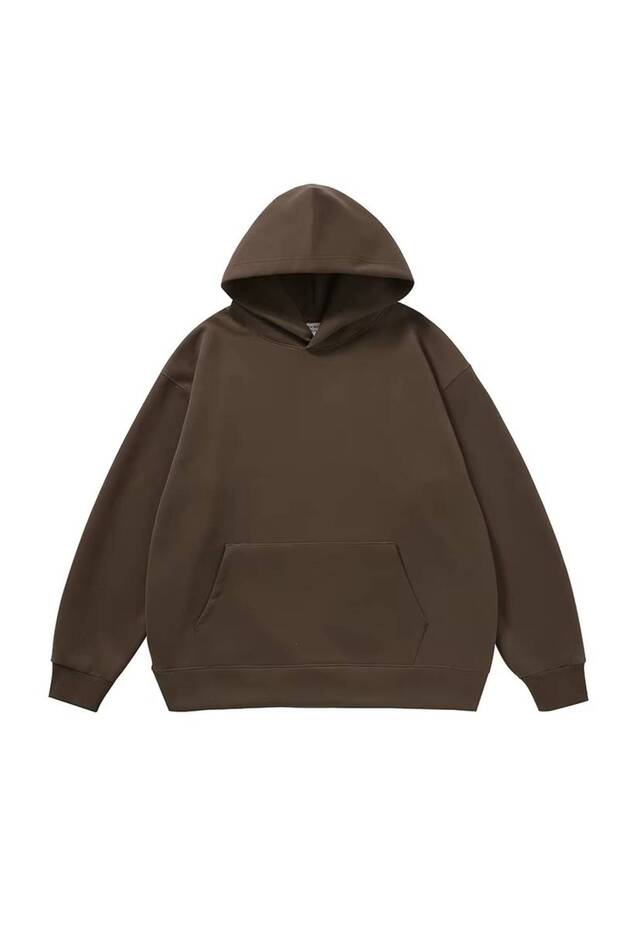 Unisex Oversize 3 Thread Raster Plain Design Hooded Sweatshirt with Kangaroo Pocket