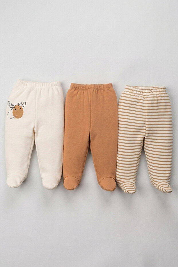 Deer Patterned 3-Piece Booties for Newborns