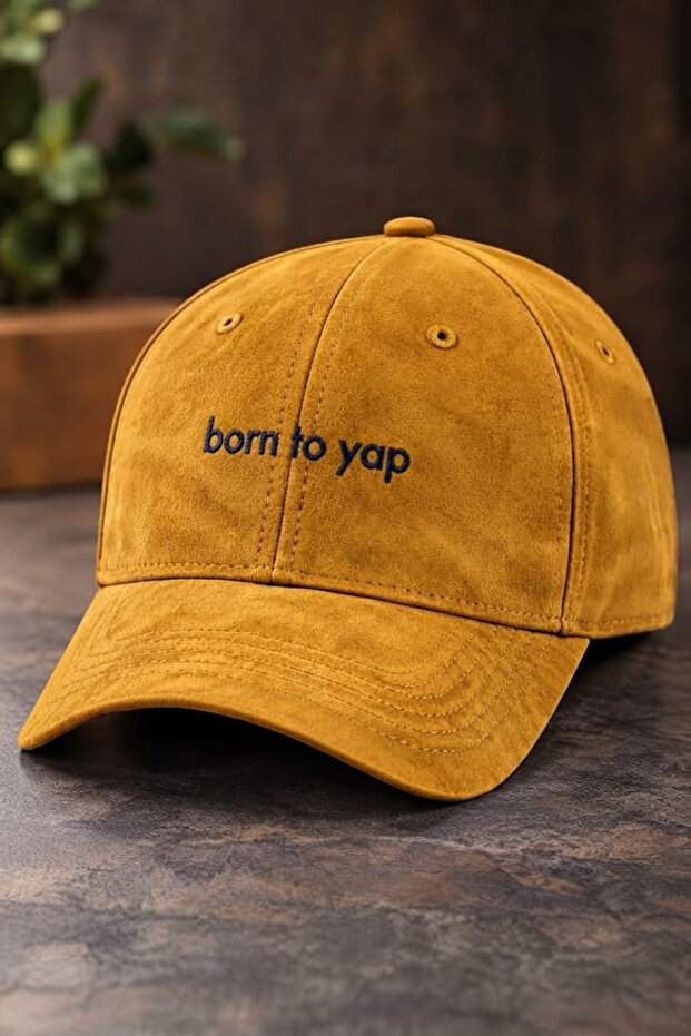 Born to Yap Embroidered Suede Hat Unisex | Gothic Design Baseball Cap | Adjustable