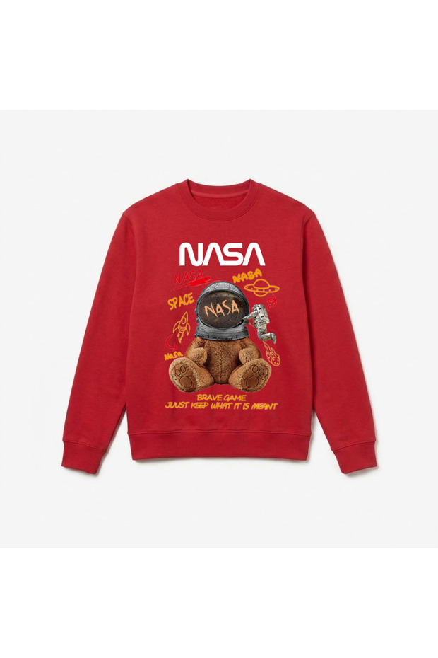 Nasa moon print premium crew neck long sleeve sweatshirt
