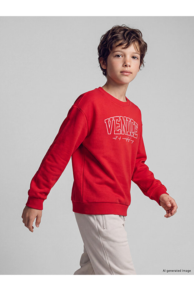 Two Mt Shop Quality Lcw Kids Red Printed Boys' Thick Sweatshirt