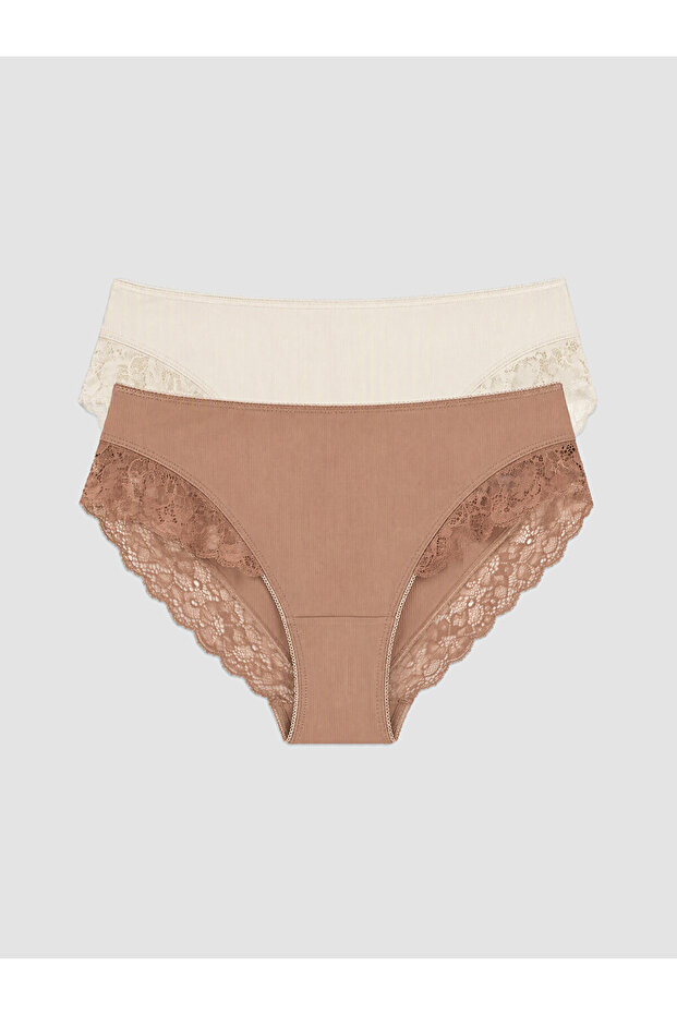 Özmarka New Season Brown Lace Detailed Panties 2-Pack