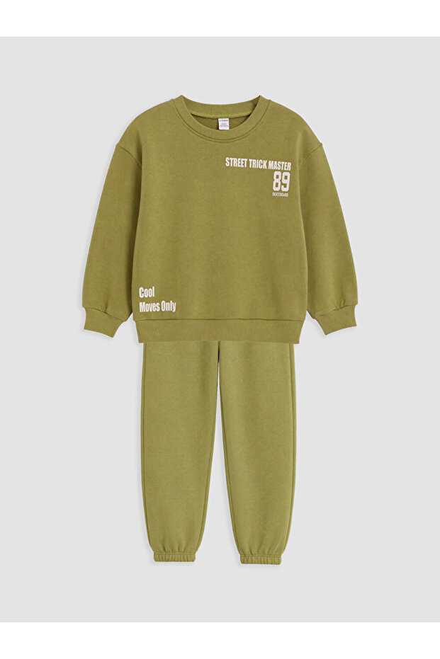 Text Printed Boy's Tracksuit Set