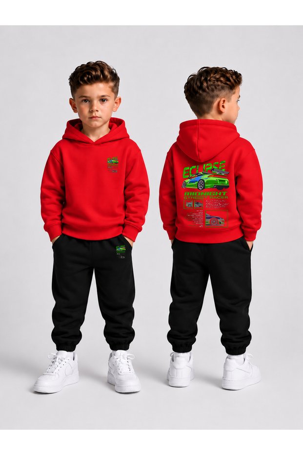 Men's Hooded Tracksuit Set – Printed Hoodie Sweatshirt and Sweatpants Winter Outfit