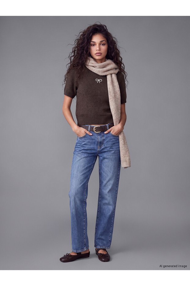 Two Mt Shop Quality Xside Blue Denim Straight & High Waist Straight Leg Women's Jean Pants