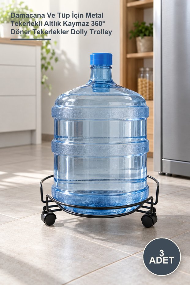 3 Pieces of Wheeled Transport Bases – Metal Wheeled Base for Bottles and Tubes, Non-Slip 360 ° Swivel Wheels Dolly Trolley